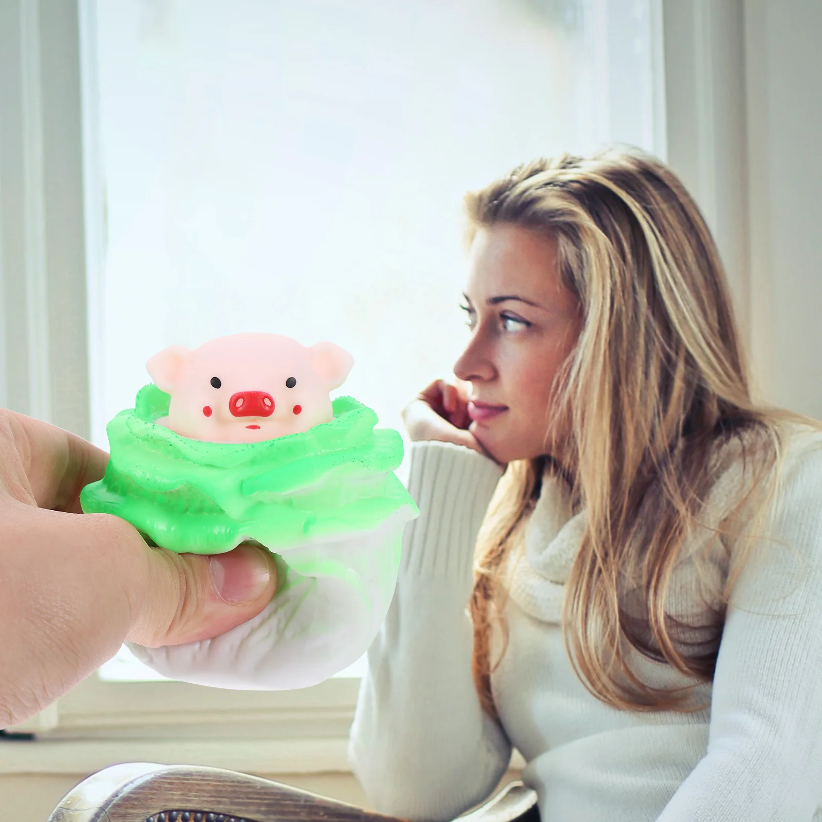 3 pezzi di cavolo di maiale spremere elastico antistress sensoriale divertente a forma di animale compatto favore di partito domestico ingannevole