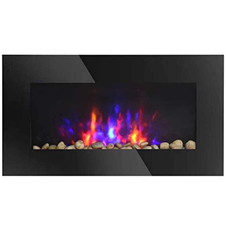 

29 Electric WallMounted Fireplace with 7 Adjustable LED Flame Colors Remote Control 1450W Heating Function for Living Room Mode