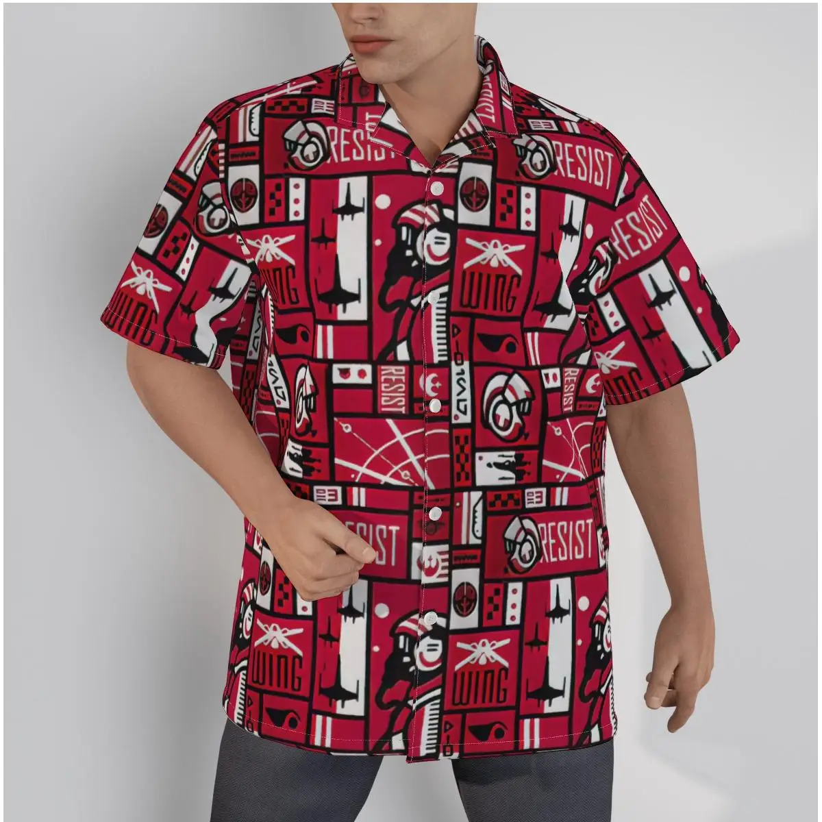 Camisa hawaiana de manga corta para hombre, Tops rojos informales de verano con botones, 3D