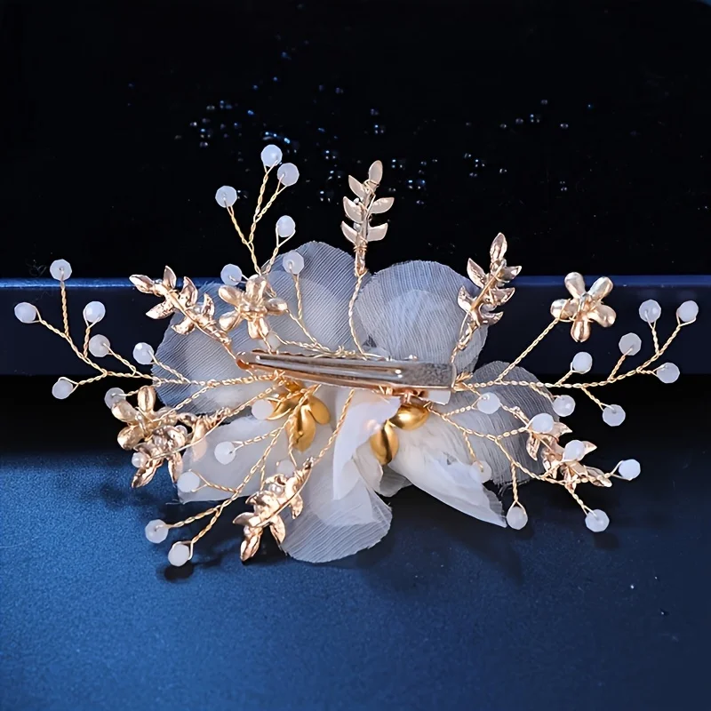 الأبيض اللؤلؤ الزهور مقاطع الشعر اليدوية الزفاف حزب دبوس الشعر العروس الزفاف إكسسوارات الشعر مجوهرات دبوس الشعر الأنيق للنساء