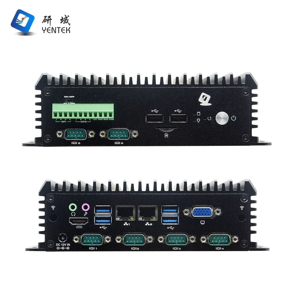 2026 YENTEK Embedded Pc Intel I5 I7 DDR4 MSATA Win10 Linux Ubuntu VGA HD Dual LAN 6 RS232 DB9 COM Desktop Industrial Pc Fanless