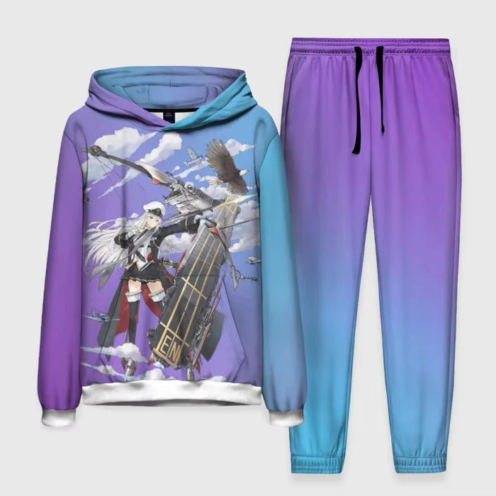 

Game TWO PIECE HOODIE PANT SET Anime Azur Lane 3d Print Set Men Women Fashion Hoodie+Pant 2 Piece Sets Sport Tracksuit Suit Teen