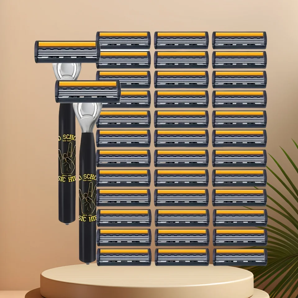 Manual Razor For Men three Layers Blade Without Knife Holder Stainless Steel Razor Blades No Skin Damage Old Style Shaver