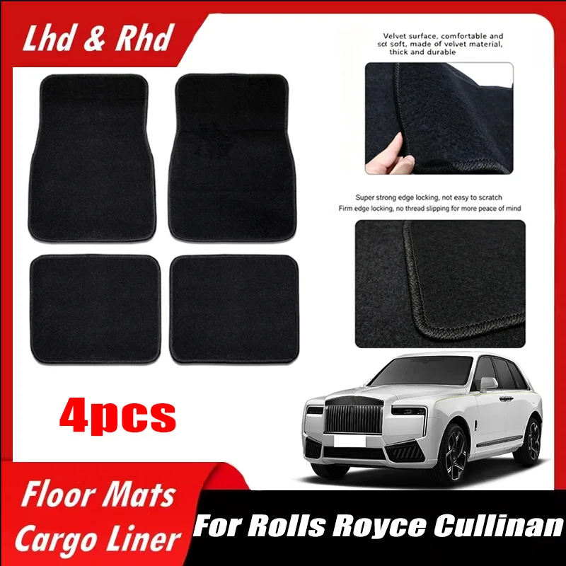 

4pcs Car Floor Mats All-Weather Easy To Clean Durable Anti-Slip Interior Protection Floor Liners For Rolls Royce Cullinan