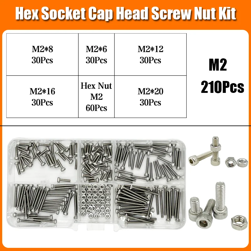 M2 M2,5 M3 M4 M5 M6 M8 304 Edelstahl Sechskant Innensechskantschraube Bolzen Mutter Set Innensechskantschraube DIN912 Sechskantschraube mit Mutter – Detail 11