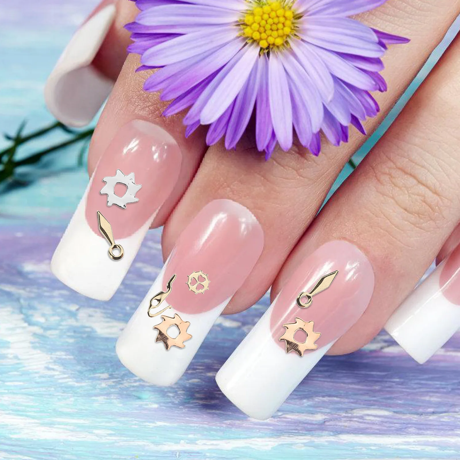 

2 Pcs Nail Art Accessories Steampunk Metal Gears Alloy Rivets Charms Jewelry Vintage Punk Style Decor Durable Wear Portable