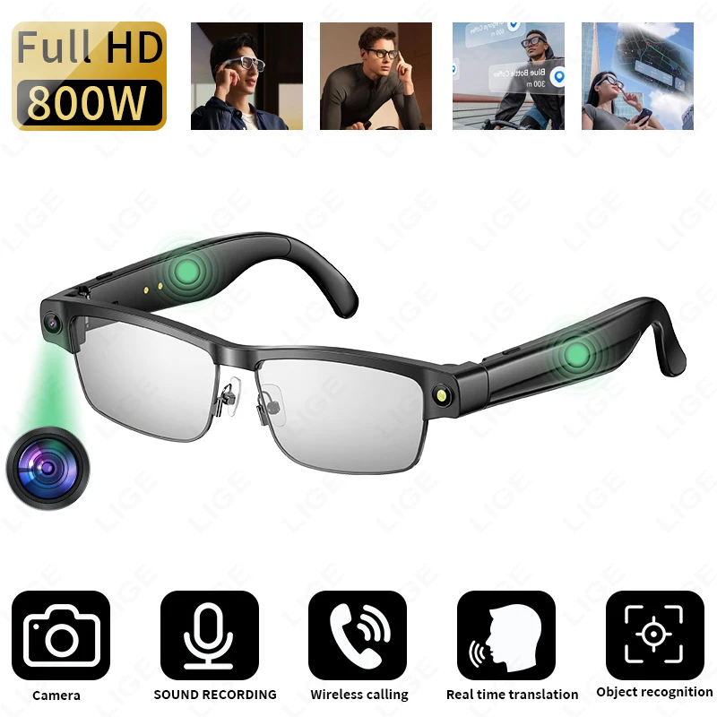 

Smart Glasses Sunglasses 8 Million Pixels Recording Videos AI Photo Recognition Answer Translation 270mAh Bluetooth Glasses New