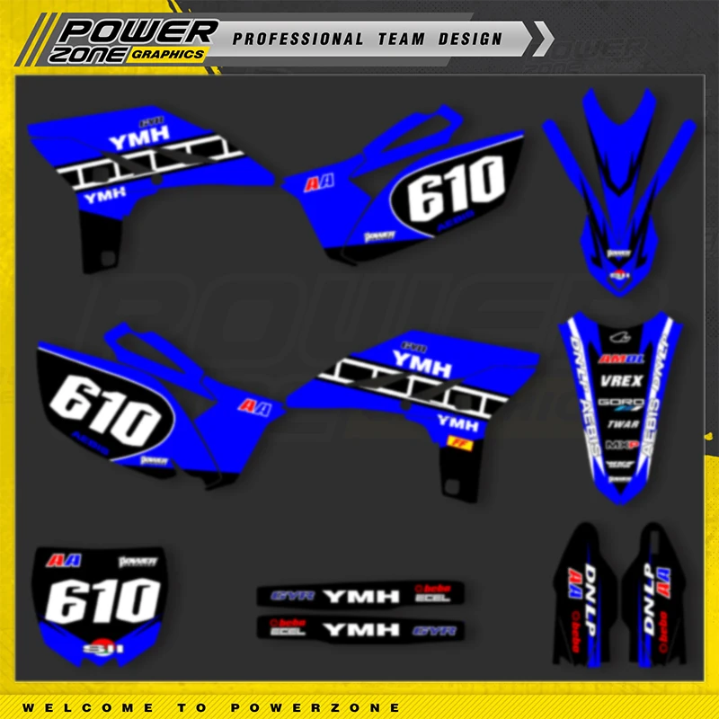 PowerZone Custom Team Graphics Backgrounds Decals Stickers Kits For YAMAHA YZF250 2010 2011 2012 2013 Motorcycle Decals