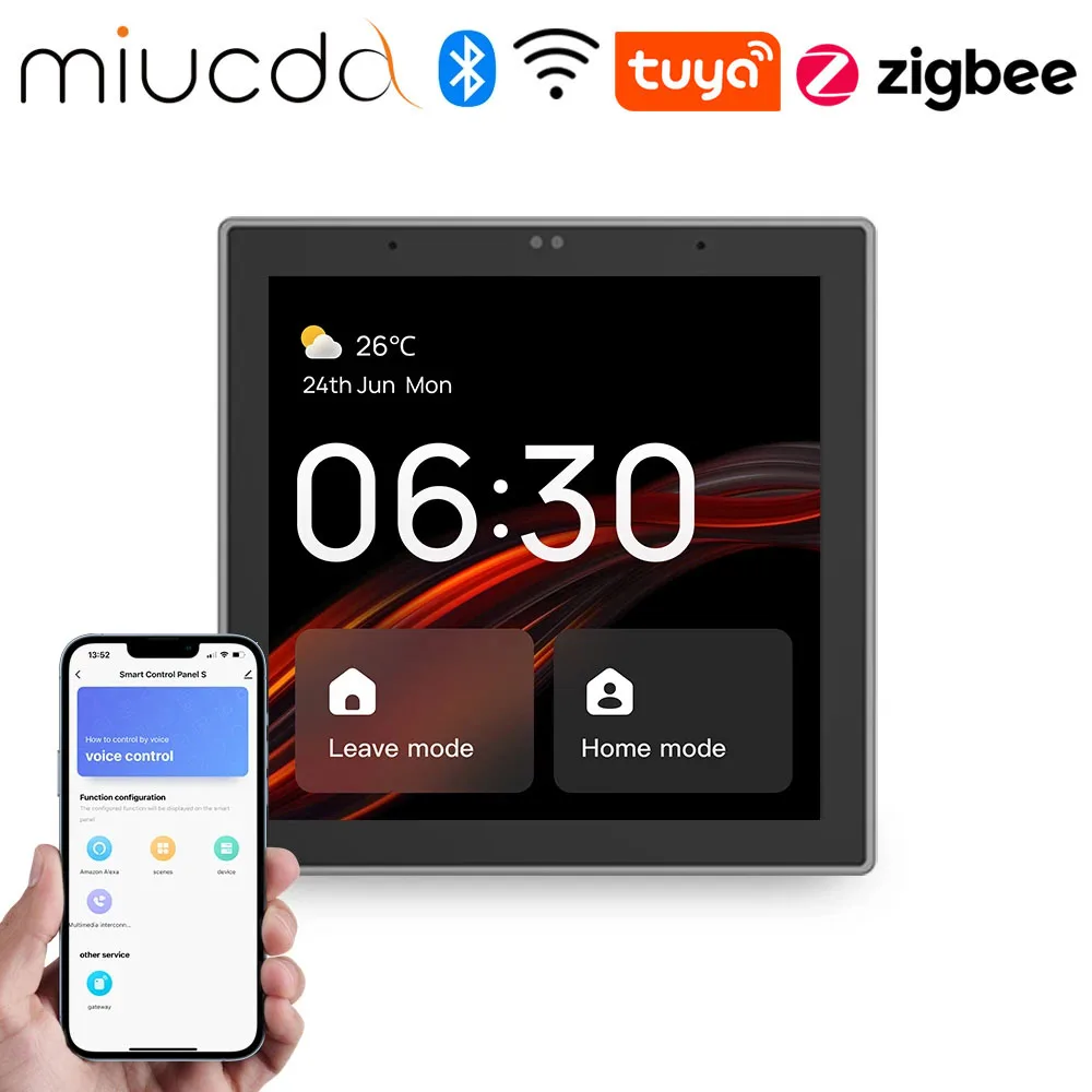 

MIUCDA Tuya ZigBee4.0 Smart Scene Switch Central Control Smart Life Voice Control Built-in Alexa Wireless ZigBee & Bluetooth Hub