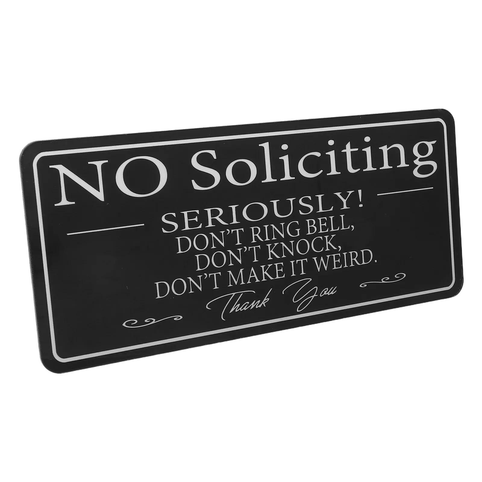 

No Soliciting Acrylic Door Sign Black Self-Adhesive Weatherproof Minimalist Private Door Sign Signs for Office