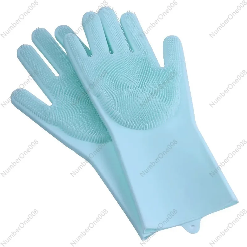 Pet Bathing Glove 2-in-1 Anti-Scratch Bite, Soft Silicone Grooming Brush, Non-Slip, Easy Clean for Cats & Dogs