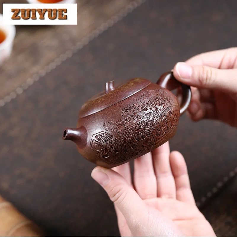 

180ml Boutique Yixing Purple Clay Teapots Handmade Eggplant Pot Raw Ore Wood-fired Porcelain Mud Kettle Chinese Zisha Tea Set