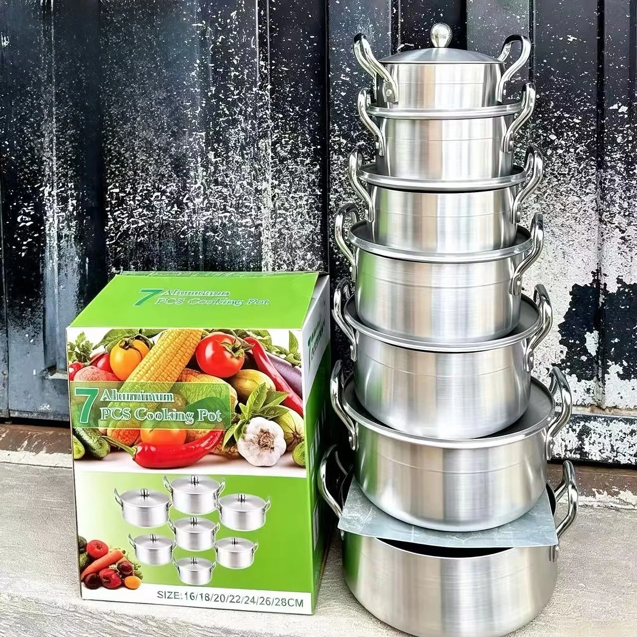 Thickened 14PCS Cookware Set Aluminum Cooking Pot Set Stock Pot with Lid LARGE CAPACITY  Aluminum Pot QQ Kitchen Cookware