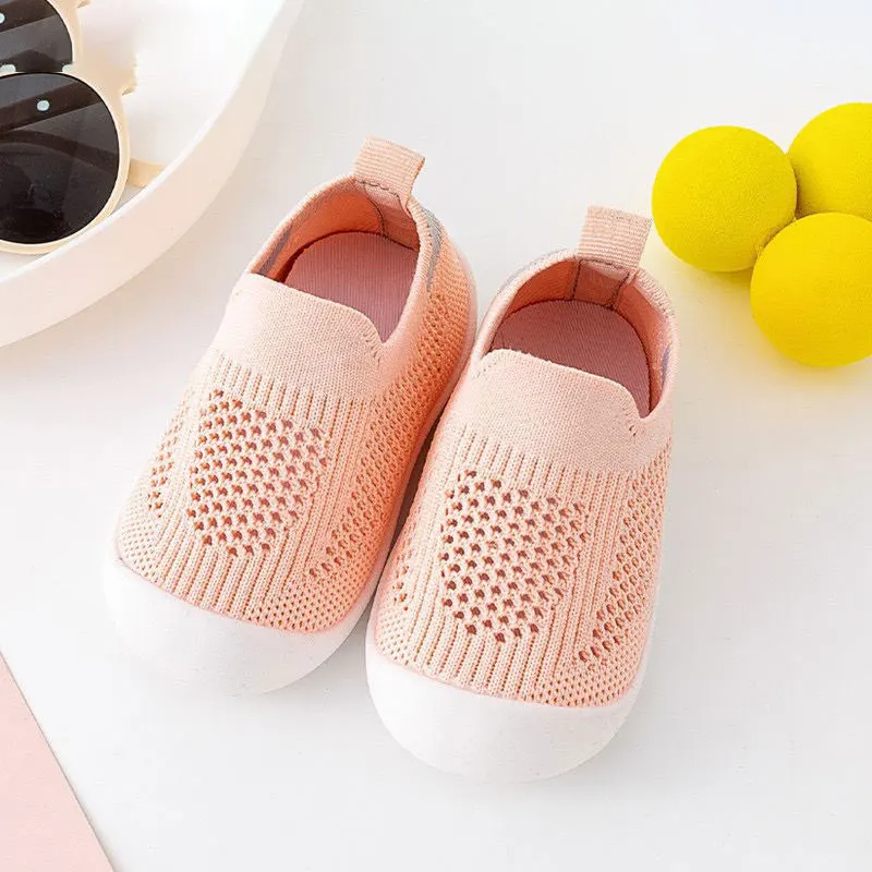 Baby Shoes Anti-slip Breathable Infant Crib Floor Socks with Rubber Sole for Children Girls Boys Mesh Shoes Soft Bottom Slippers