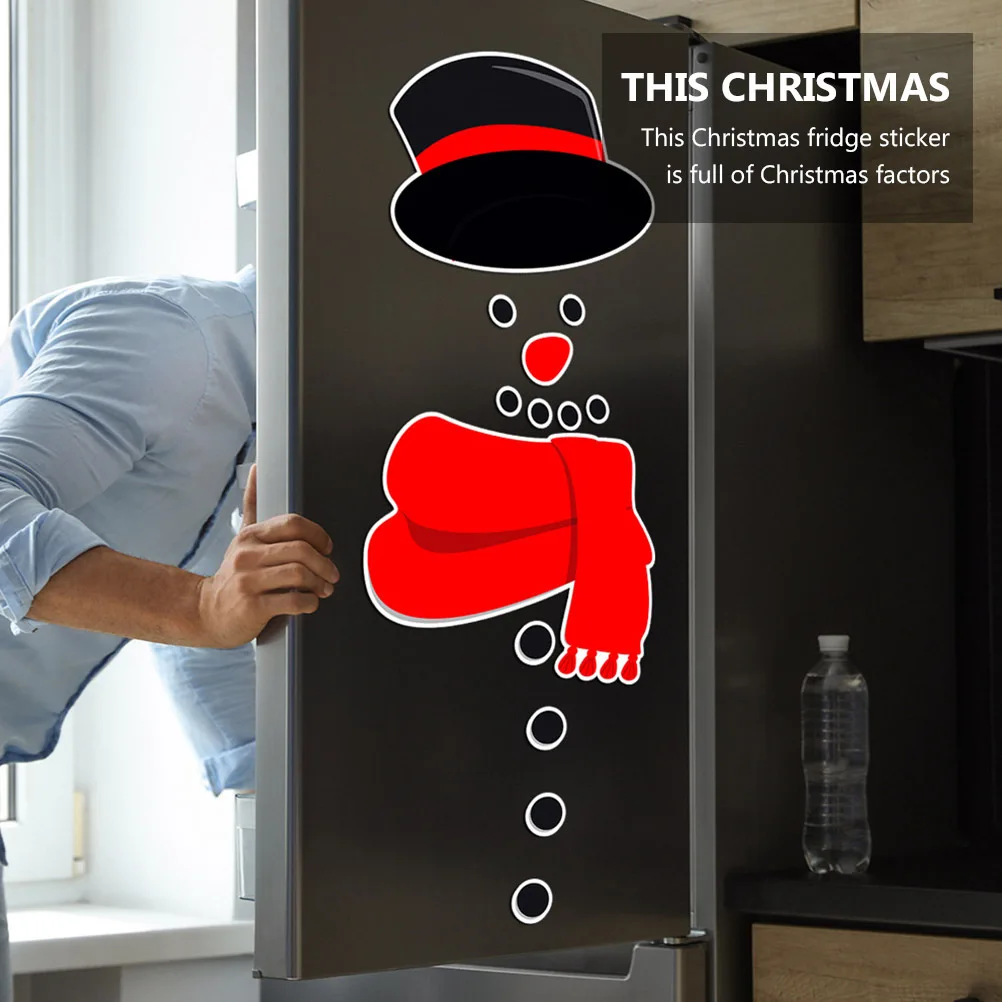 

Xmas Fridge Stickers Decor Cute Snowman Magnets Easy Apply Remove No Residue Festive Decoration for Kitchen Office Dorm