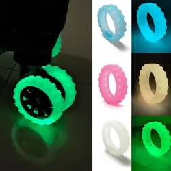 8Pcs Luminous Silicone Travel Luggage Caster Shoes with Silent Sound Suitcase Wheels Protection Cover Trolley Box Casters Cover