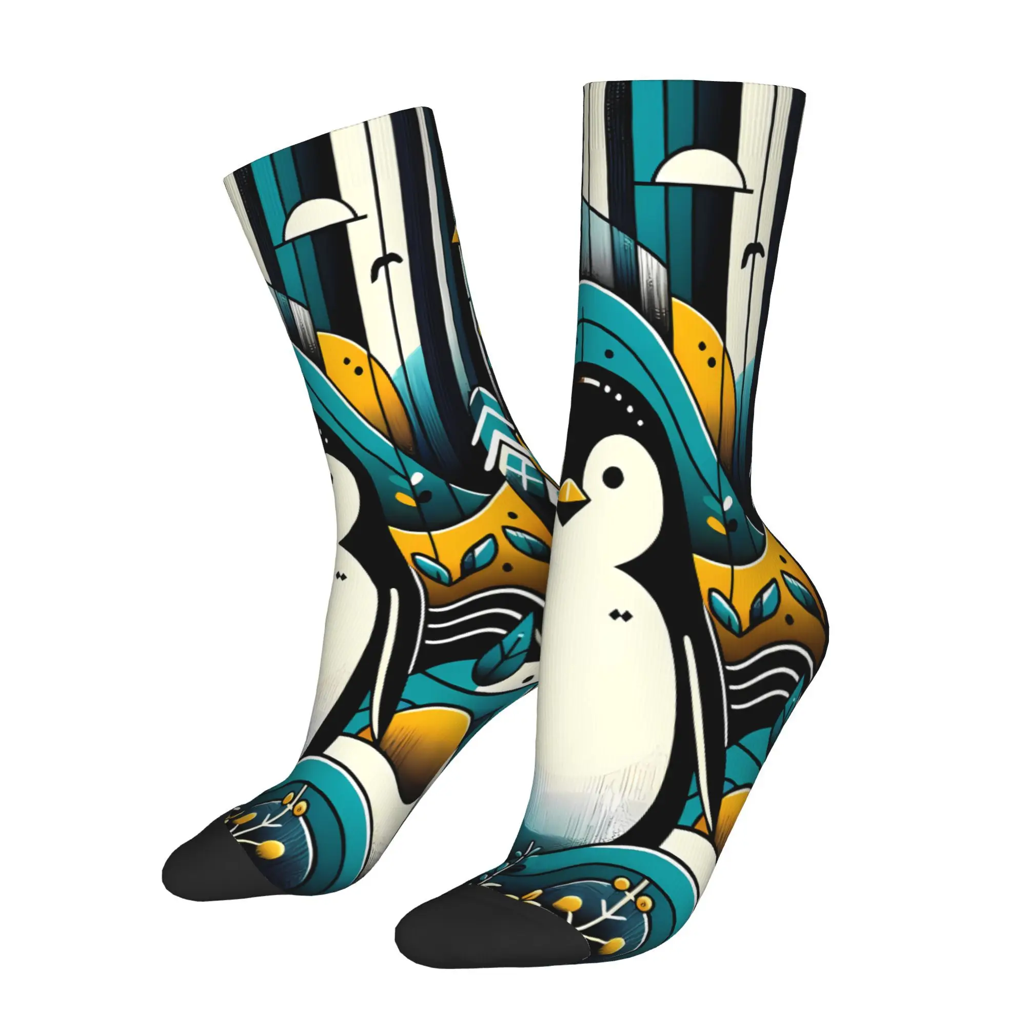 

Мужские носки из полиэстера с узорами природы и пингвинами с принтом