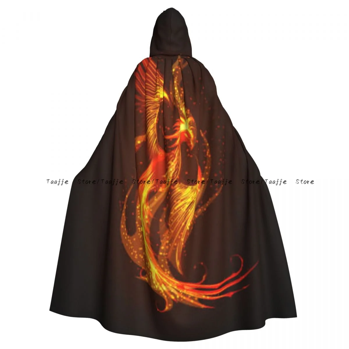 Flaming Phoenix Bird Rising From The Ashes Witch Cloak Hooded Cosplay Costume Halloween Adult Long Party Cape