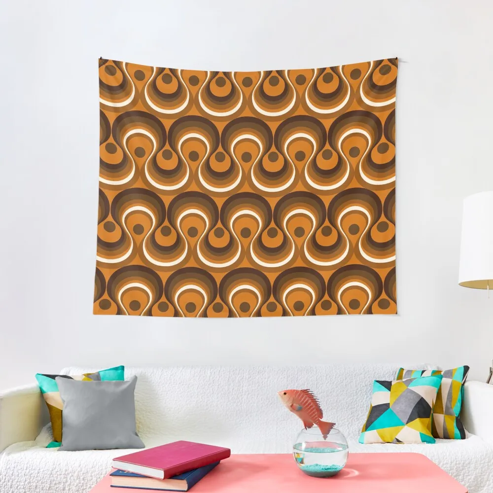 

Brown, Orange & Ivory Wavy Lines Retro Pattern Tapestry Aesthetic Room Decorations Wall Hanging Decor Room Decorations Tapestry