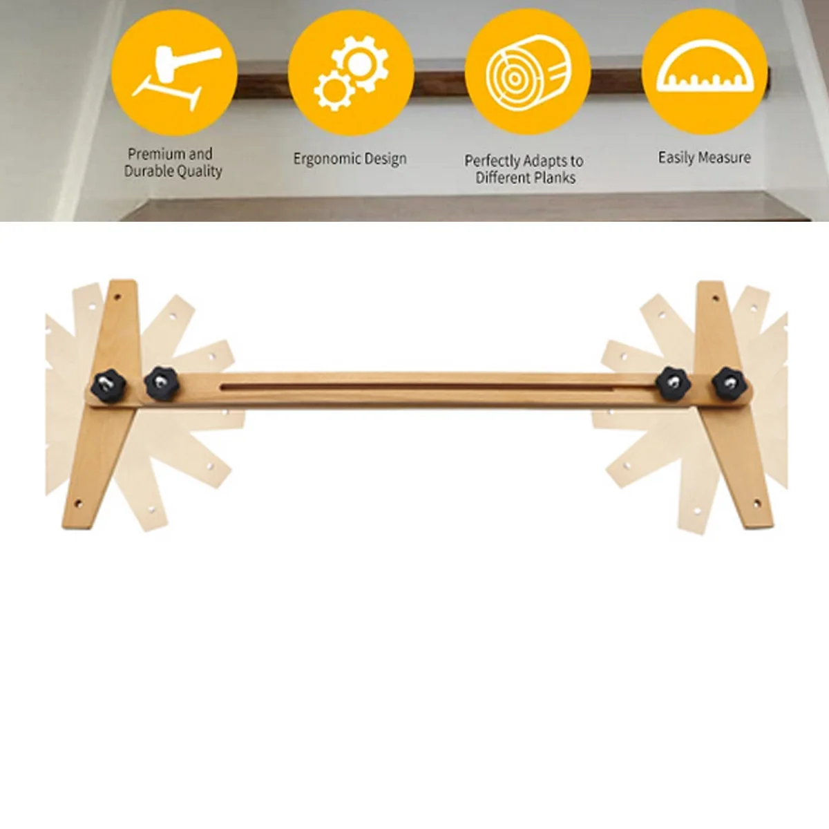 

Stair Measurement Ruler Home Stair Decoration Tool Stair Tool with Wood Block Tread Gauge Measuring Range: 76-124cm/30-49