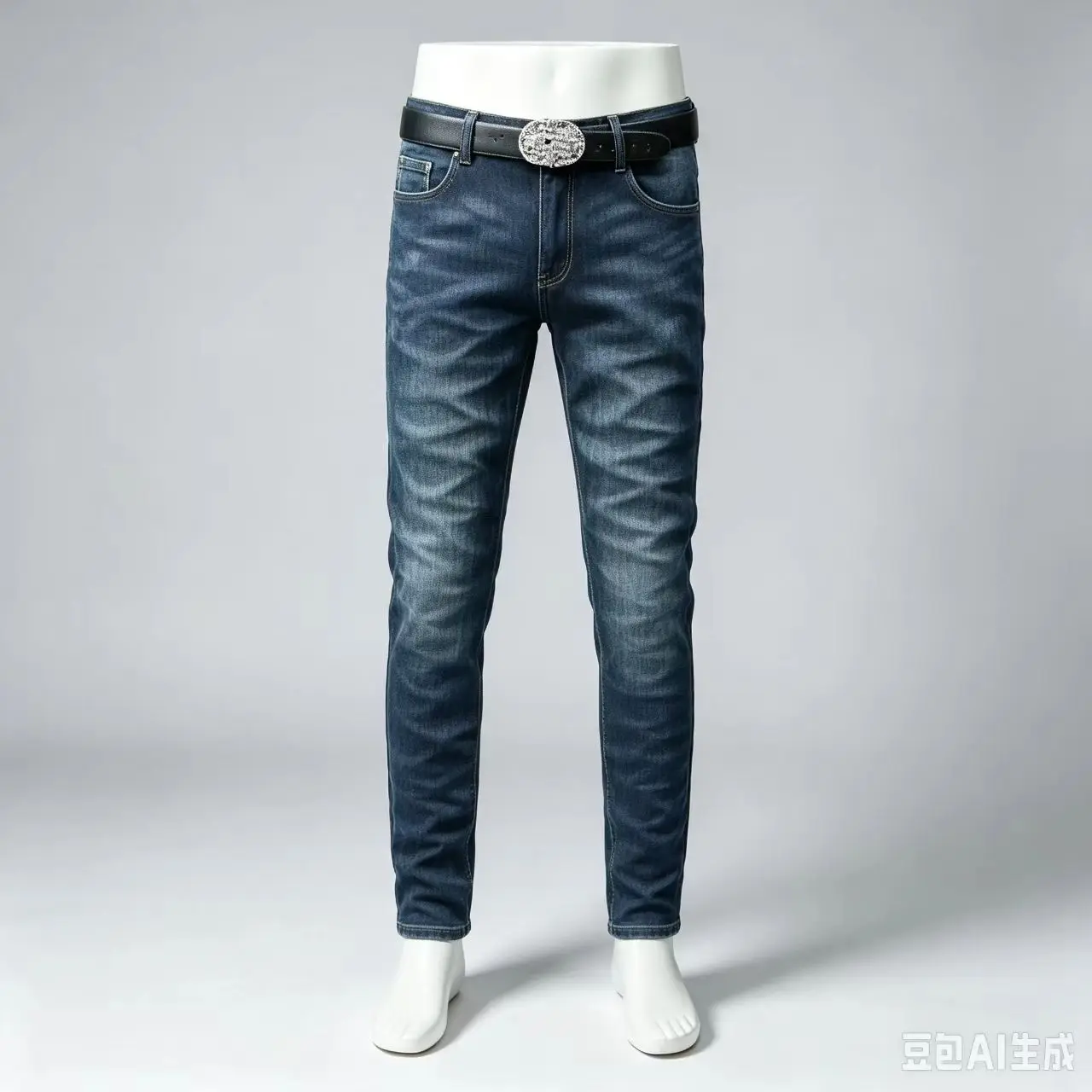 Y2kFashionable new blue men's jeans, washed with water, nostalgic stretch slim fit jeans, designer hip-hop brand pants, hombre