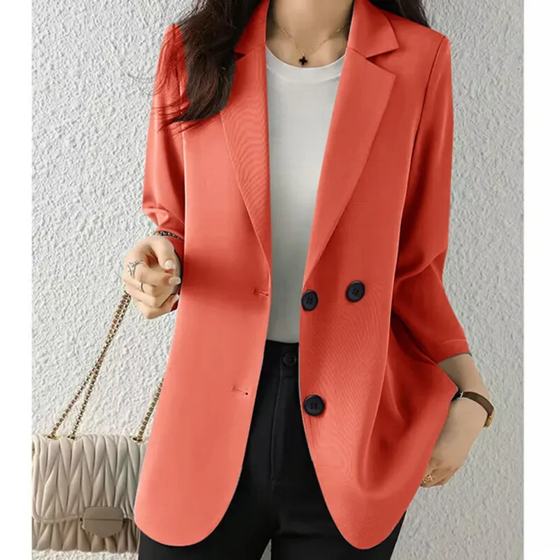 

Pop New Women Fashion Solid Button Suit Coat Spring Summer Casual Coat/Jacket Female Work Office Business Blazers Tops Outerwear