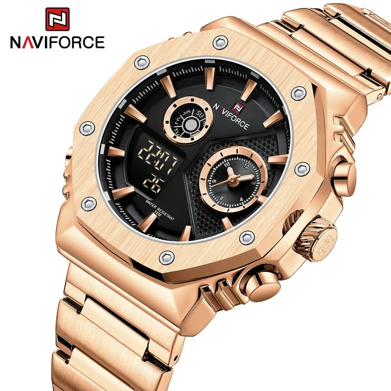 NAVIFORCE Fashion orologi multifunzionali da uomo sport impermeabile durevole cronografo maschile orologio da polso al quarzo Relogio Masculino