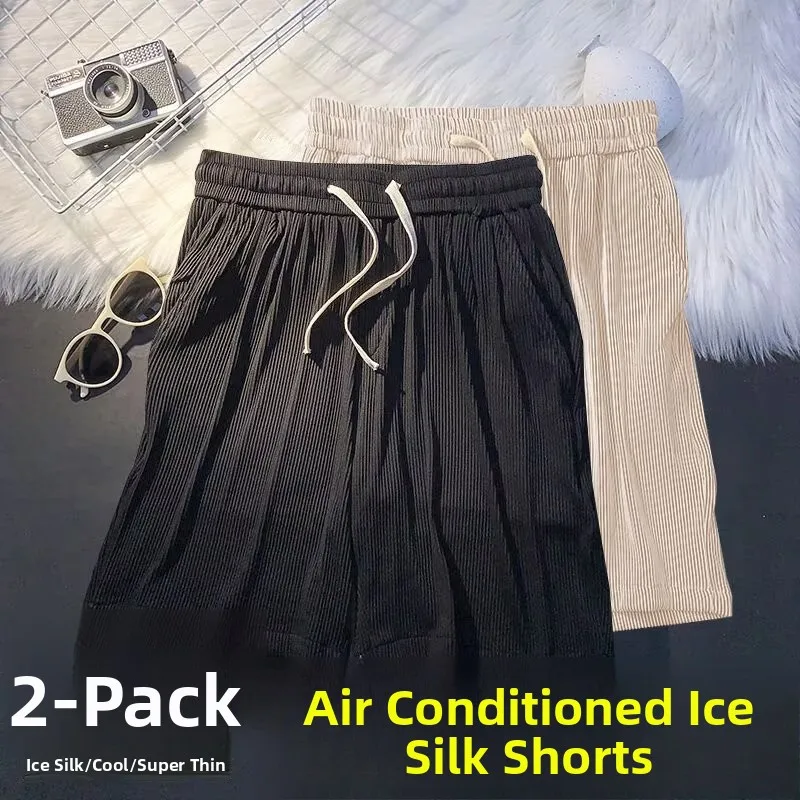 

Ice Silk Qui Dry Summer New Five-Point Pants Men's Large Size Loose Versatile Sport orts Breathable Lightweight Polyester
