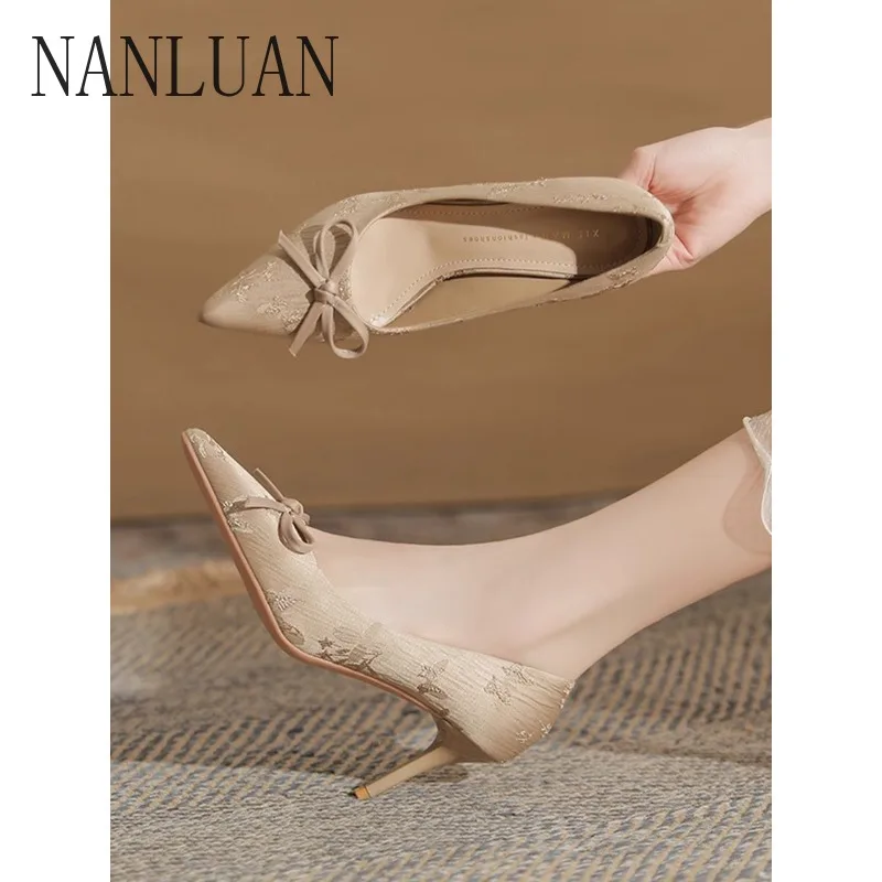 

2024 Boutique Autumn High-quality High-heeled Shoes Fashionable Stiletto Pointed Toe Party Shoes for Women Slip-on Fashion Shoes