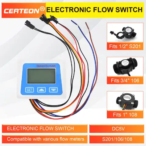 Controlador Inteligente de Flujo de Agua con Pantalla Digital de Flujo Acumulado Instantáneo y Temperatura Salida de Señal de Control para Automatización