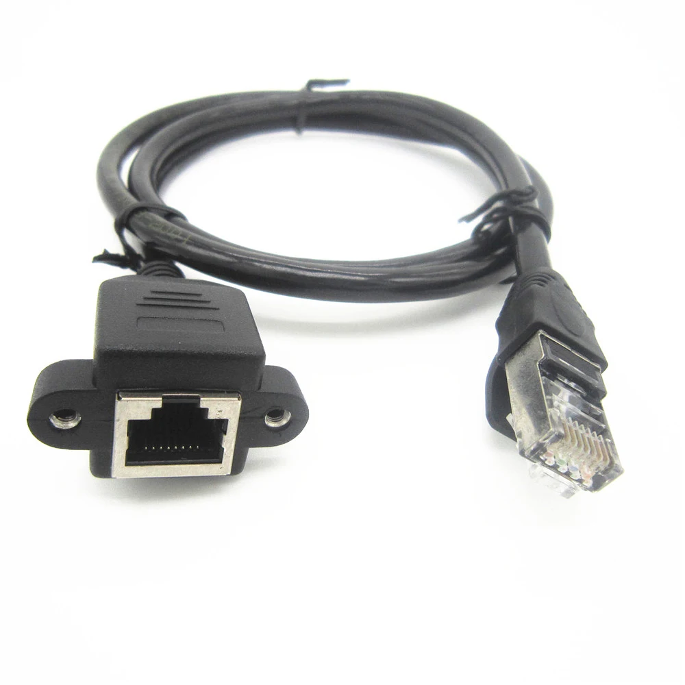 Network Extension Cable 8Pin RJ45 Male to Female Screw Panel Mount Ethernet LAN cable 30cm 60cm 1m Cat5e Cat6e