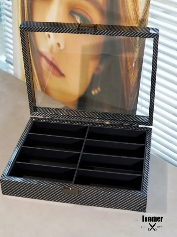caja-de-almacenamiento-para-gafas-de-sol-marcwood-de-madera-con-patron-de-fibra-de-carbono-8-compartimentos-ventana-transpa