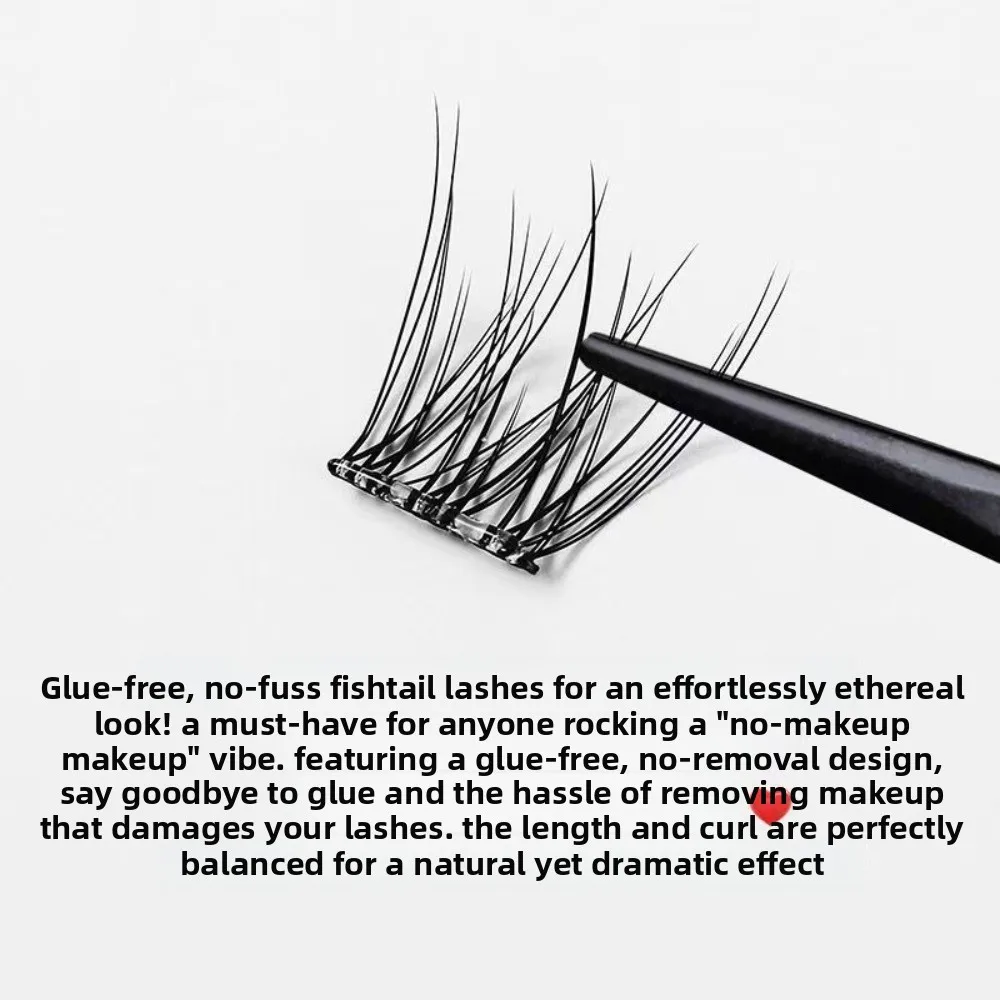 رموش صناعية خالية من الغراء على شكل ذيل السمكة، ثلاثية محاكاة المنك، طبيعية يومية