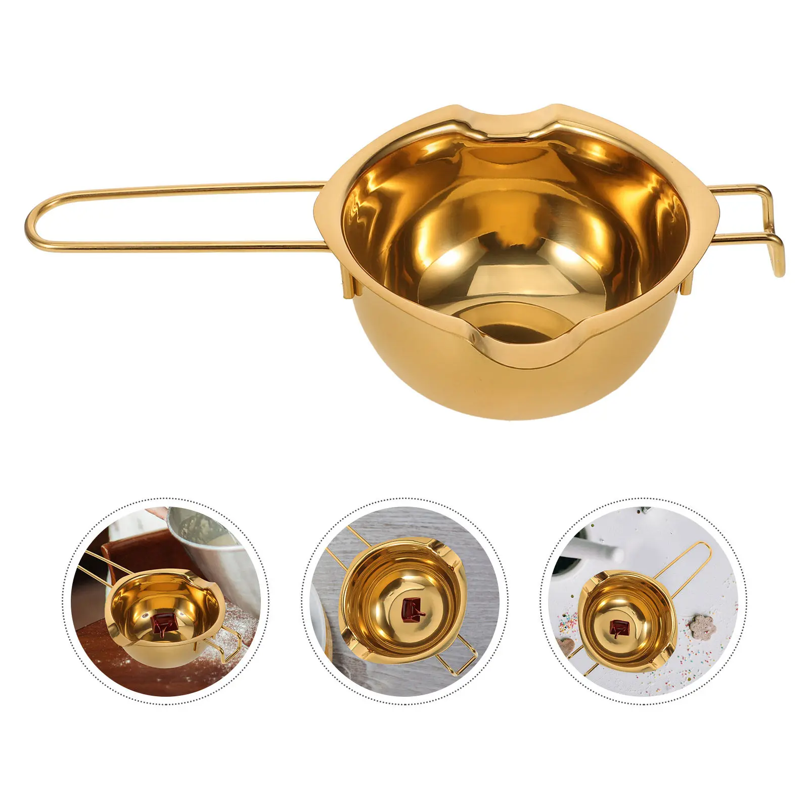 

Stainless Steel Melting Pot Chocolate Butter Cheese Candy Wax Melter Bowl Lightweight One Handed Operation Easy Clean Baking