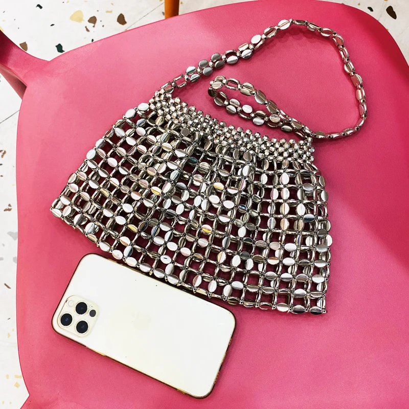 Lady Evening Bags For Women Luxury Designer Handbags And Purses 2023 New In PVC Cross Weave Shiny Hollow Out Small Shoulder Bag