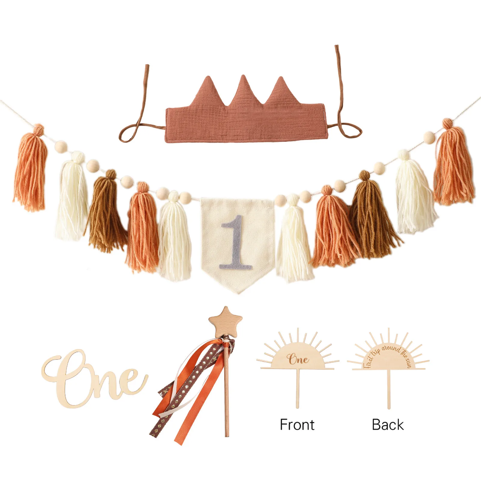 Baby Dining Chair Tassel Banner Cake Topper 1st Birthday Hat for Kids Baby Birthday Party Decoration Photography Props Toy