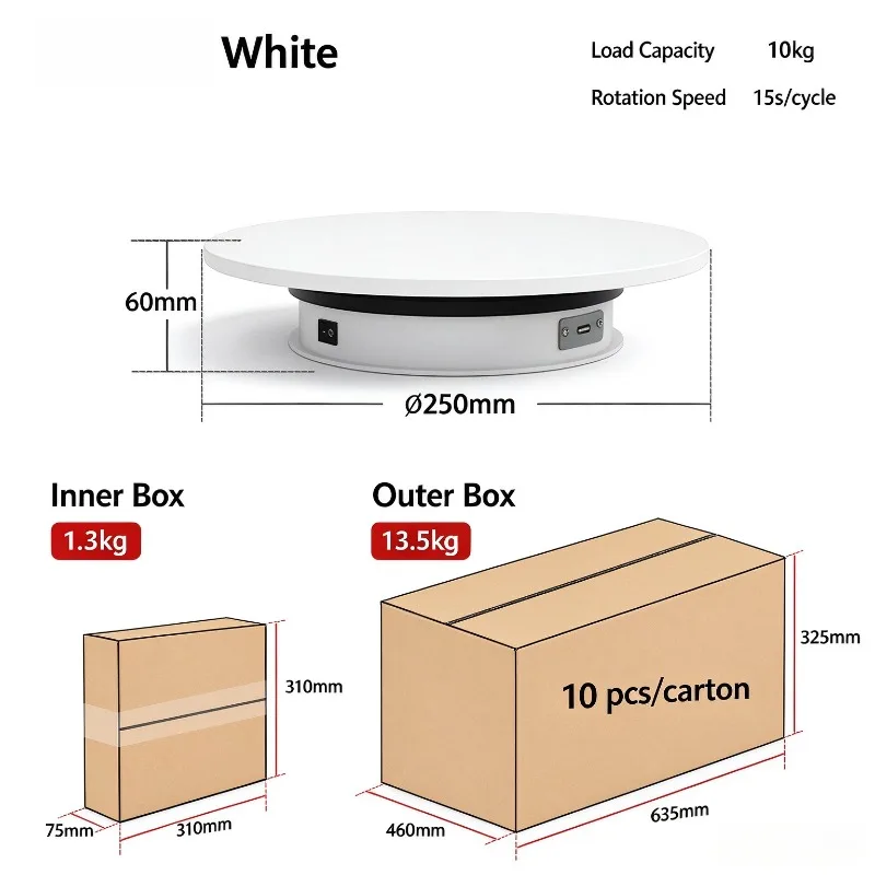 Motorized Rotating Display Stand Photography Prop Live Streaming Background for Action Camera & Phone Accessories