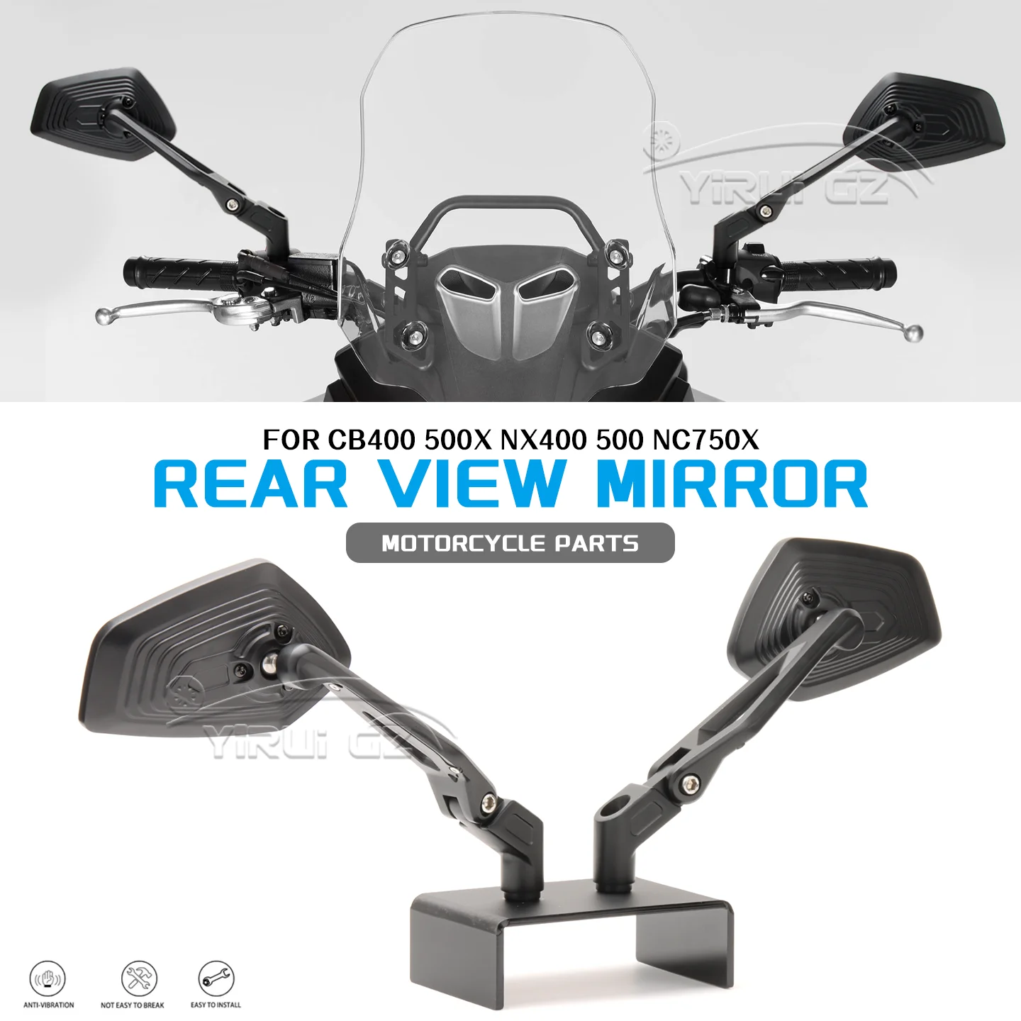 

Motorcycle Rearview Mirror For HONDA CB400X CB500X NX400 Aluminum Adjustable Side Rear View Mirrors CB400X NX 400 NX500 NC750 X