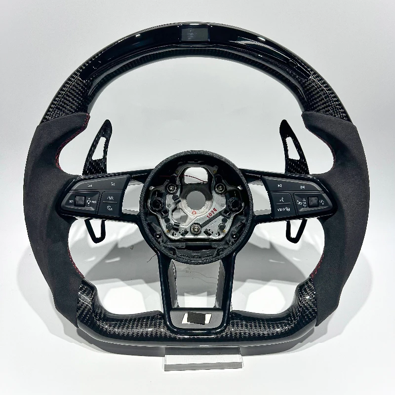 

Suitable for A1 A2 A3 A4 S4 A5 Q3 Q5 Q7 A7 R8 TT True Black Carbon Fiber Sports Steering Wheel Perforated Leather FOR Audi Car