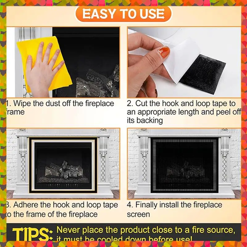 

Promotion! 1 Piece Fireplace Screen,Fireplace Screen Safe Mesh Gate Black PVC For Prevent Baby And Pet 73X115cm