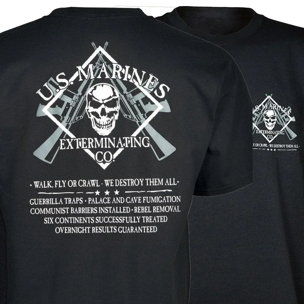 Exterminating Co Cool Design US Marines T-Shirt 100% Cotton O-Neck Summer Short Sleeve Casual Mens T-shirt Size S-3XL