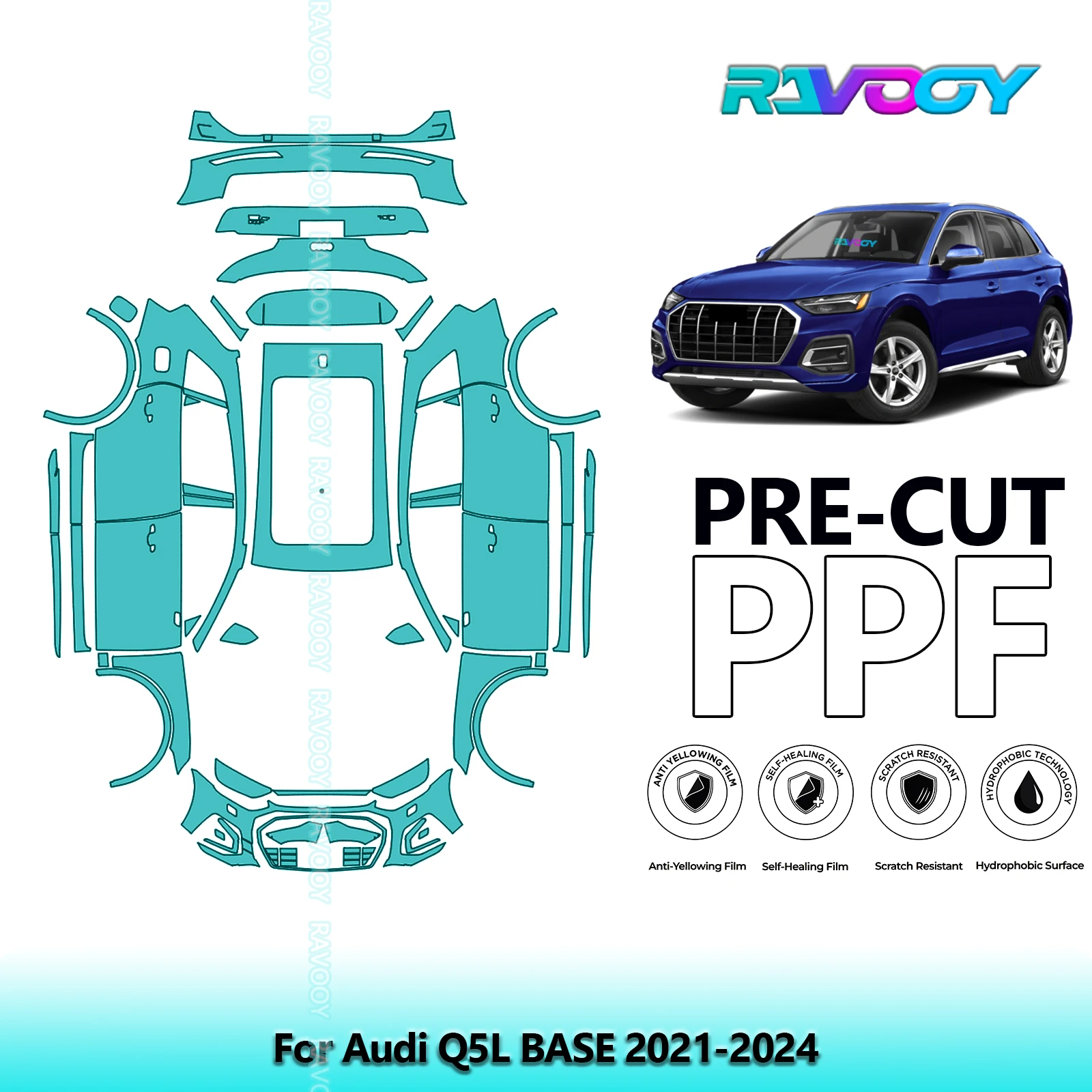

Full Vehicle Clear Bra Precut PPF Paint Protection Film For Audi Q5L BASE 2021-2024