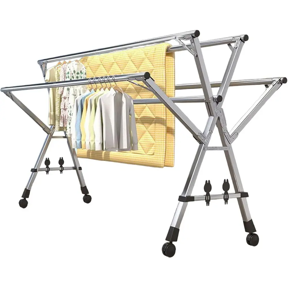 

Adjustable Heavy-Duty Stainless Steel Portable Clothes Drying Rack for Indoor & Outdoor Use