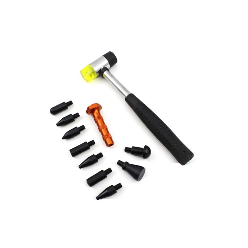 ATPRO – Kit d\'outils de débosselage sans peinture, marteau en caoutchouc, stylo de nivellement, 10 pièces