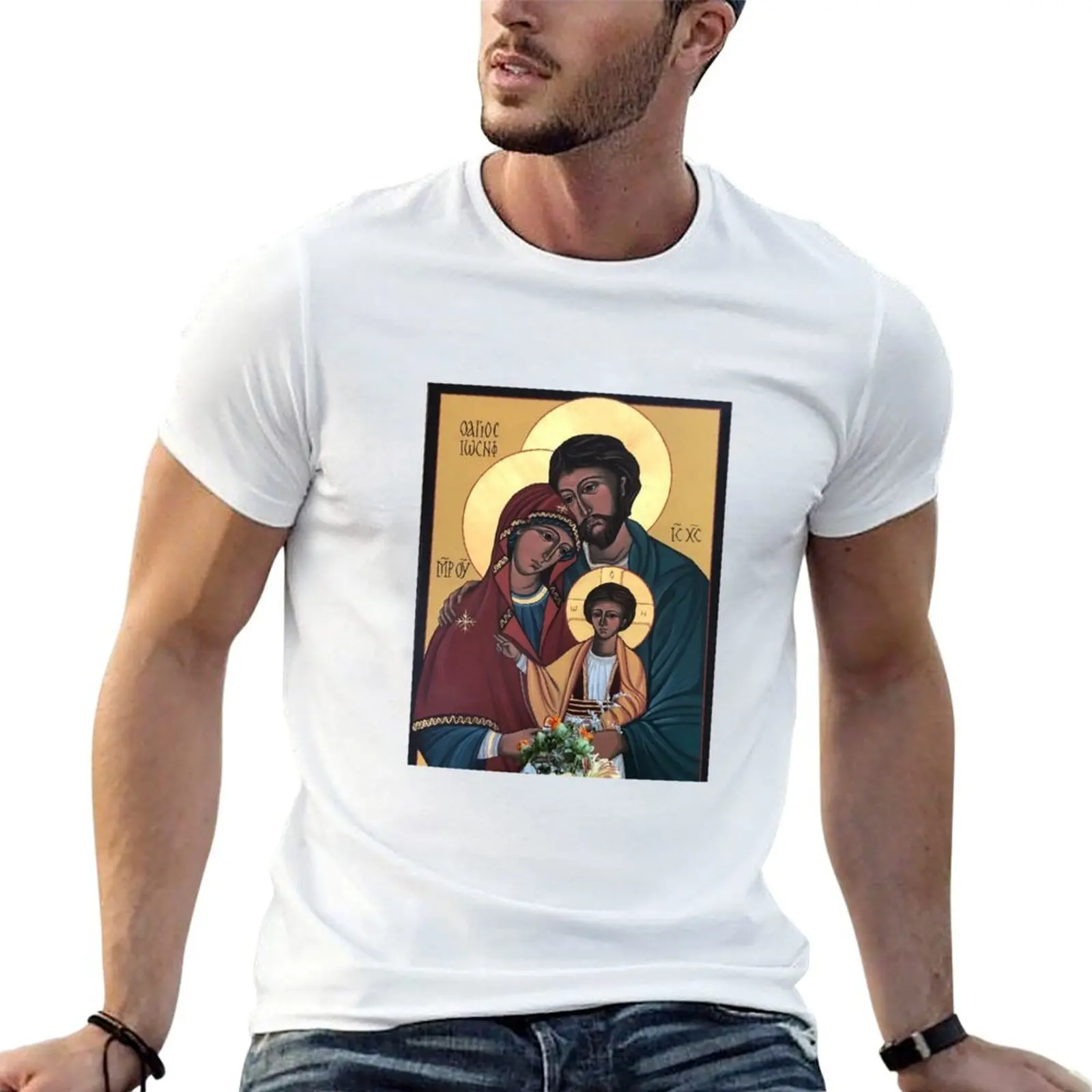 

Holy Family-Jesus, Mary, and Joseph, Pray For Us. T-Shirt plus size tops street wear shirts graphic tees mens t shirt graphic
