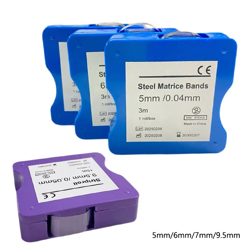 1 لفة شرائط مصفوفة الأسنان الفولاذ المقاوم للصدأ/الراتنج فيلم استعادة ضوء الشفاء الراتنج واضح مصفوفة العصابات مواد طب الأسنان