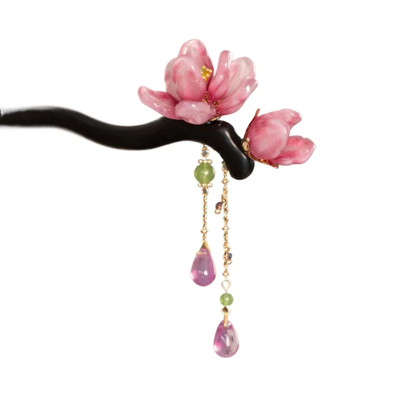 골동품 머리핀 여성 산책 술 디스크 머리 나무 머리핀 치파오 머리 장식 새로운 중국어 액세서리