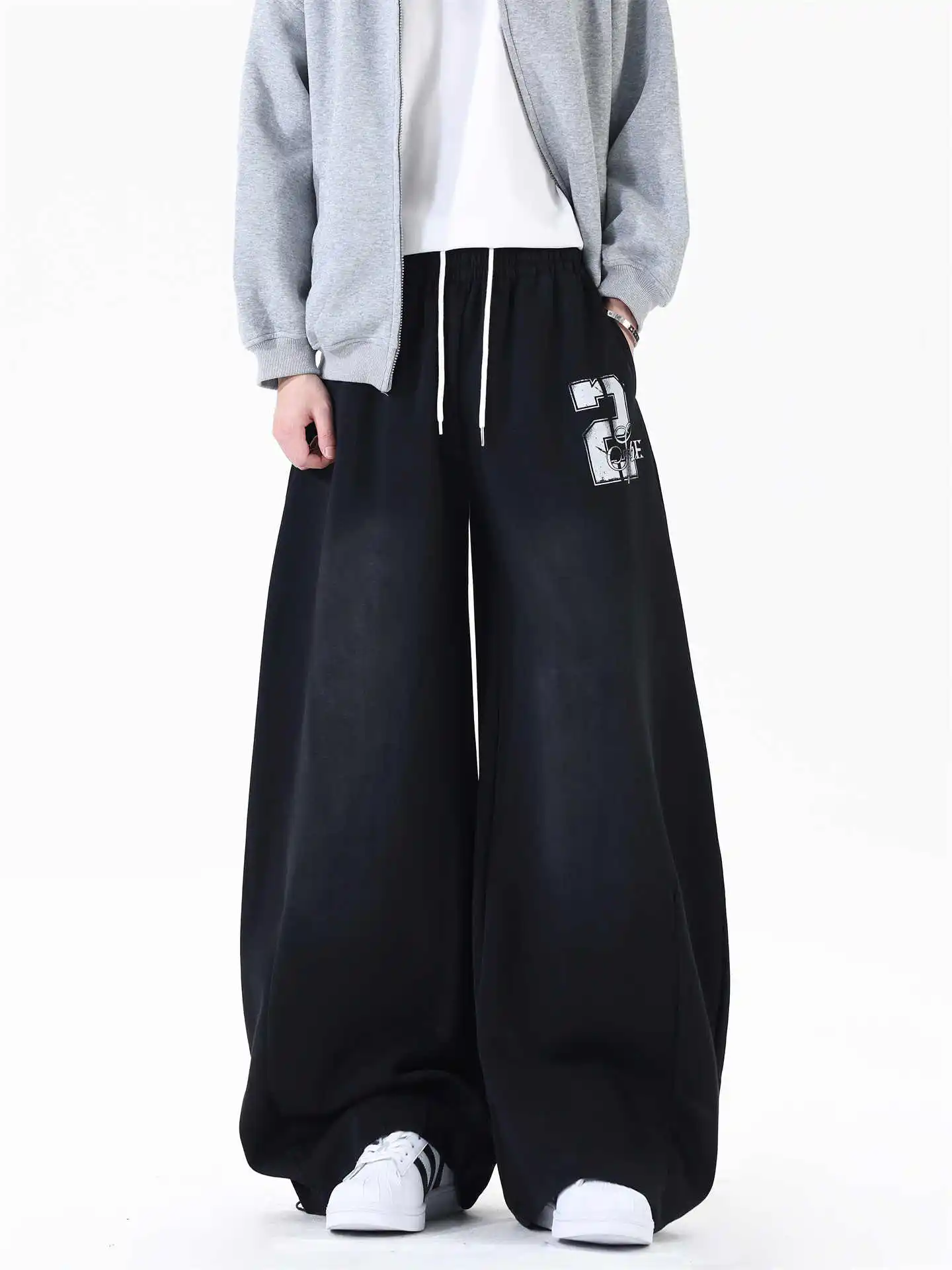 

Women's Black Gothic Baggy Sweatpants Letter Print Pants Harajuku Japanese 2000s Style Vintage Y2k Oversize Casual Trousers 2025