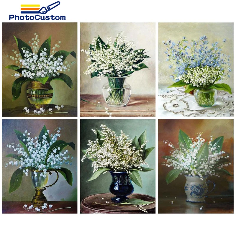 

PhotoCustom Frame Diy Oil Painting By Numbers Flower Painting On Canvas Wall Pictures For Living Room Modern Handmade Gift