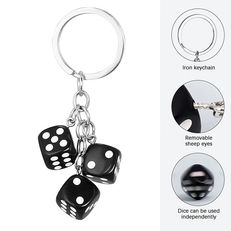 Creative Dice Shaped Keychain Resin Amulet Charms Keyring For Women Handbag Bag Casino Parties Gifts